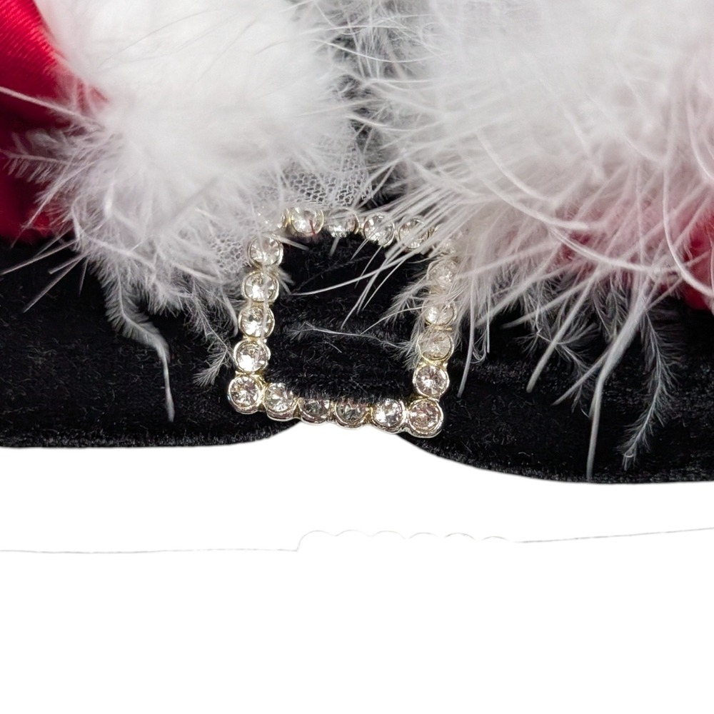 Frederick's of Hollywood Lingerie Santa Bra Bows Feather Holiday Size XS‎ Red - Picture 3 of 8